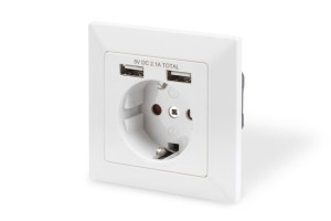 Digitus DA-70613 Unterputz-Steckdose mit USB Wei