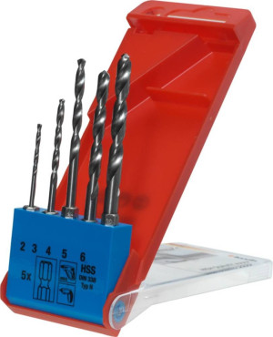 Kwb 421140 HSS Metall-Spiralbohrer-Set 5teilig DIN 1412 C 1/4\  (6.3