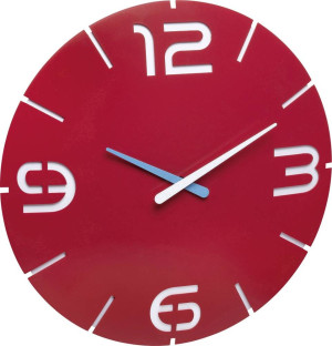 TFA Dostmann 60.3047.05 Quarz Wanduhr 35cm x 3.5cm Rot