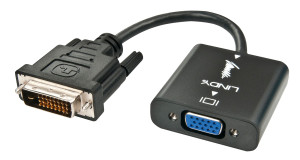 LINDY 38189 Adapterkabel [1x DVI-Stecker 24+1pol. - 1x VGA-Buchse]