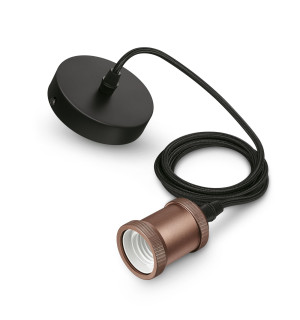 Signify Philips Vintage Schnurpendel E27 Fass. Rosegold/Baldachin Schw