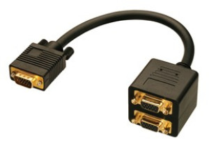 LINDY 41214 VGA Y-Adapter [1x VGA-Stecker - 2x VGA-Stecker] Schwarz 0.