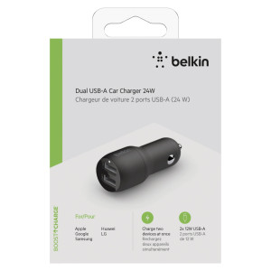Belkin Dual USB-A Kfz-Ladegert, 24W, schwarz