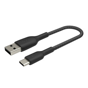 Belkin USB-C/USB-A Kabel ummantelt, 15cm, schwarz