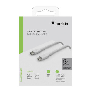 Belkin USB-C/USB-C Kabel ummantelt, 1m, wei