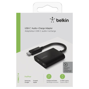 Belkin RockStar USB-C Audio- und Ladeadapter, schwarz