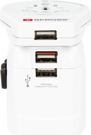Skross 1302555 Reiseadapter Pro Light 3xUSB World