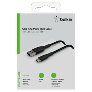 Belkin Micro-USB-Kabel ummantelt, 1m, schwarz
