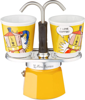 Bialetti Mini Express Espressokocher + 2 Glser - Set Lichtenstein -