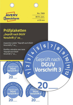 Avery-Zweckform 7909 Prfplakette 20XX Blau () 30mm 30mm 80St.