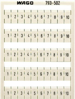 WAGO 793-502 Bezeichnungskarten Aufdruck: 1 - 10 1St.