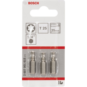Bosch Accessories 2607001615 Sechsrund-Bit T 25 extra hart C 6.3 3St.