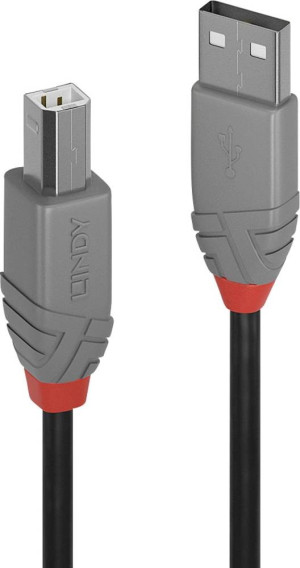 LINDY USB-Kabel USB 2.0 USB-A Stecker, USB-B Stecker 2.00m Schwarz