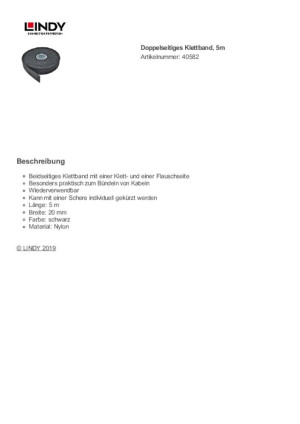 Lindy Doppelseitiges Klettband 5m