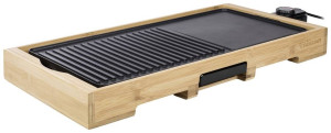 Tristar BP-2641 Elektro Tischgrill Bambus, Schwarz