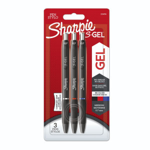 3x1 Sharpie S-Gel 0,7 mm schwarz/blau/rot