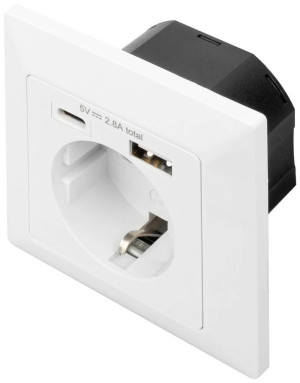 Digitus DA-70615 Unterputz-Steckdose mit USB Wei