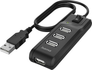 Hama 4 Port USB 2.0-Hub Schwarz