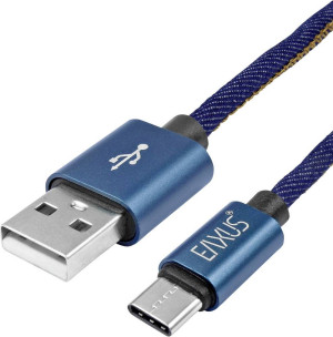 Eaxus USB-Ladekabel USB-A Stecker, USB- Stecker 1.00m Blau