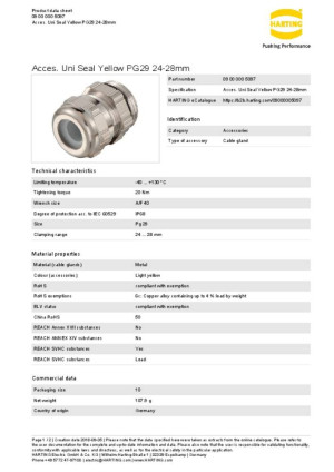 Harting Kabelverschraubung 09 00 000 5097 Inhalt: 1St.