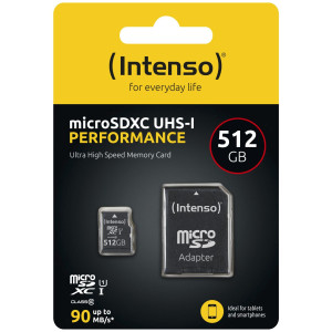 Intenso 512GB microSDXC Performance microSD-Karte 512GB Class 10 UHS-