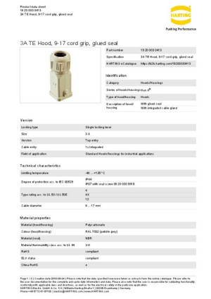 Harting Tllengehuse 19 20 003 0413 1St.