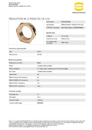 Harting Reduktion 09 00 000 5064 Inhalt