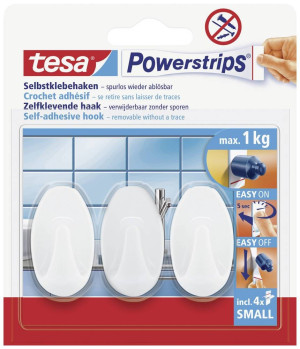 TESA POWERSTRIP Klebehaken Oval Wei Inhalt: 3St.