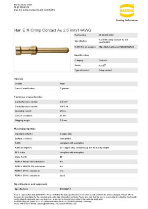 Harting Stiftkontakt 09 33 000 6123 Inhalt