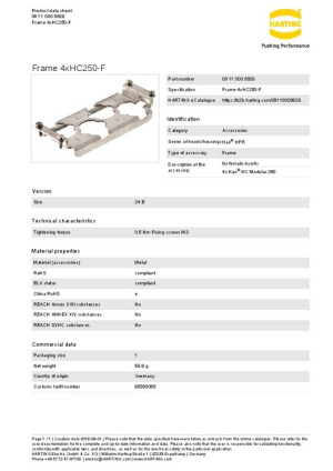 Harting Halterahmen 09 11 000 9926 Inhalt: 1St.