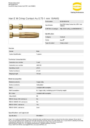 Harting Stiftkontakt 09 33 000 6118 Inhalt