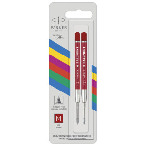 1x2 Parker Quinkflow Basic Kugelschreiber Mine M rot