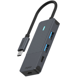 Rapoo USB-C Hub, USB-C auf USB-A und USB-C grau