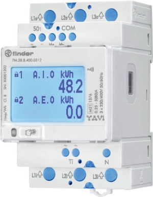 Finder 7M.38.8.400.0312 Zweirichtungs-Hutschienenzhler digital 80A