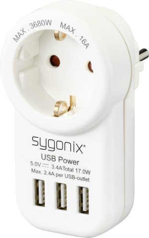 Sygonix SY-4755856 Zwischensteckdose mit USB Wei