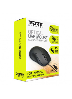 Port Designs Maus OFFICE BUDGET - PRO mit 3 Tasten und Scrollrad, USB