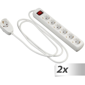 2x1 REV Steckdosenleiste PowerSplit 6-fach 2m wei