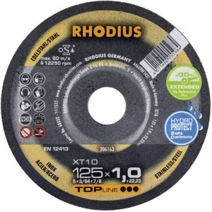 Rhodius XT10 206162 Trennscheibe gerade 115mm Edelstahl, Stahl