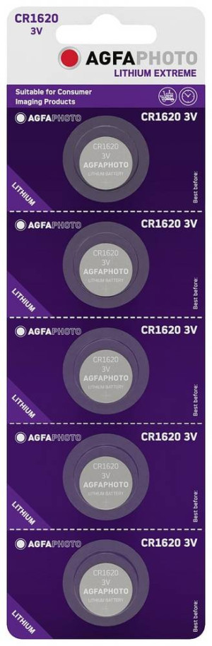 AgfaPhoto Knopfzelle CR 1620 Lithium 3V 5St.