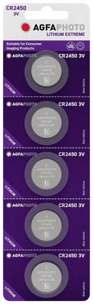 AgfaPhoto Knopfzelle CR 2450 Lithium 3V 5St.