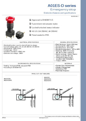 APEM A0150B-D Kontaktelement 1 ffner 250 V/AC 1St.