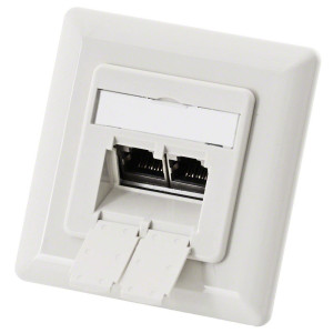 Ecolan CAT 6 Anschlussdose UP, 2-Port, reinwei RAL 9010