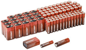 VOLTCRAFT Batterie-Set Mignon, Micro, 9V Block 100St.