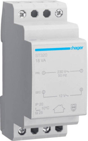 Hager ST320 Sicherheitstransformator 12V 1.5A