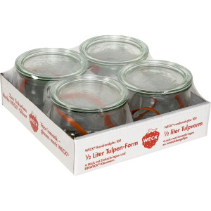 WECK Rundrandglas Tulpe 0,5l 4er Pack