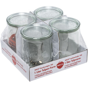 WECK Rundrandglas Tulpe 1,0l 4er Pack