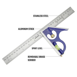 WorkPro WP264002 Aluminium-Kombinationsquadrat 300mm