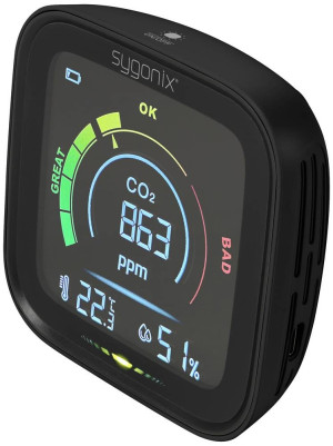 Sygonix Thermo-/Hygrometer mit CO2-Angabe Schwarz