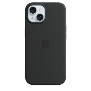 Apple Silikon Case iPhone 15 mit MagSafe (schwarz)