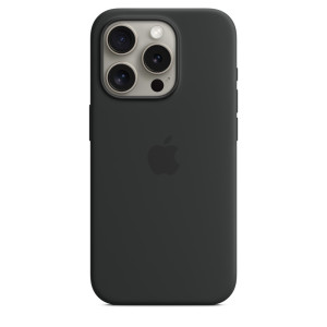 Apple Silikon Case iPhone 15 Pro mit MagSafe (schwarz)